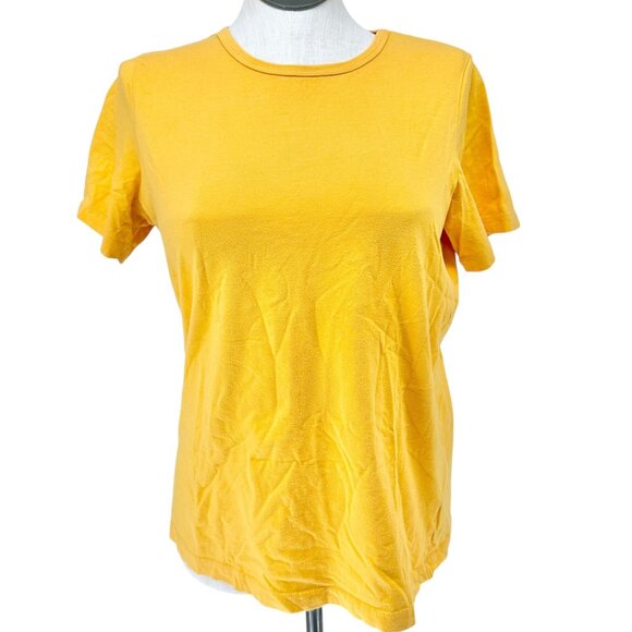 Woman Within T-Shirt Womens 14/16 M Yellow Short Sleeve Crewneck Cotton - Picture 1 of 8